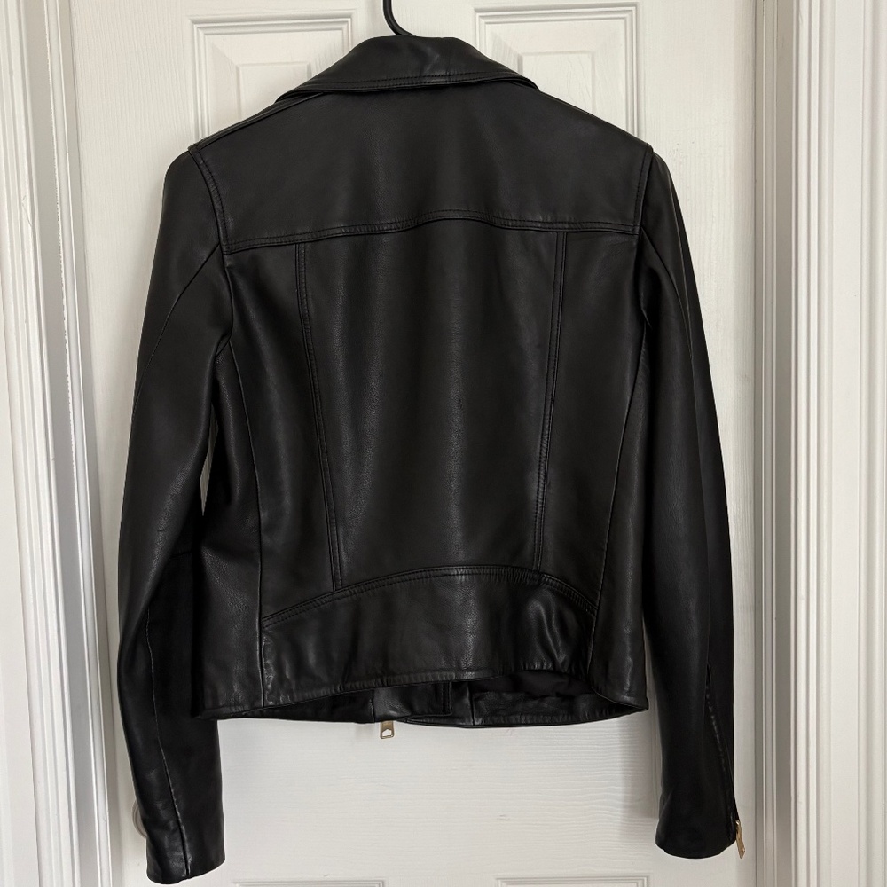 All Saints Dalby Leather Biker Jacket Gold Hardware - Picture 3 of 9
